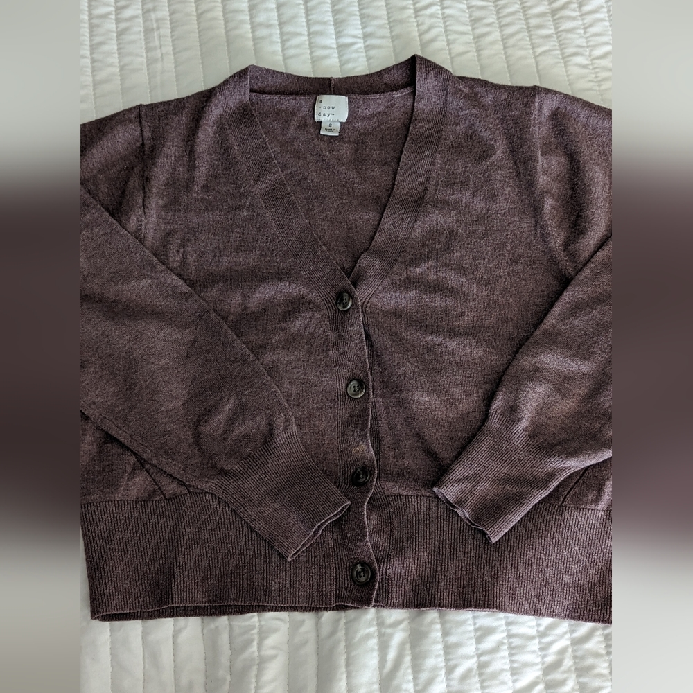Chocolate brown cropped cardigan Size:Small